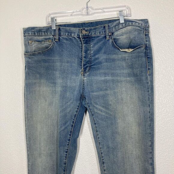 mnml Jeans Mens 40 Blue Light Wash Skinny Tapered Ankle Zip Button Fly Stretch - Picture 2 of 16